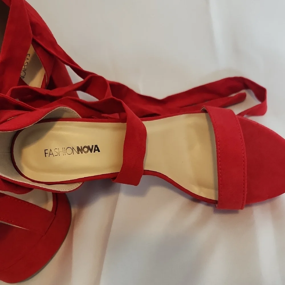 Fashion Nova Bold Red Platform Heels - Picture 5 of 8